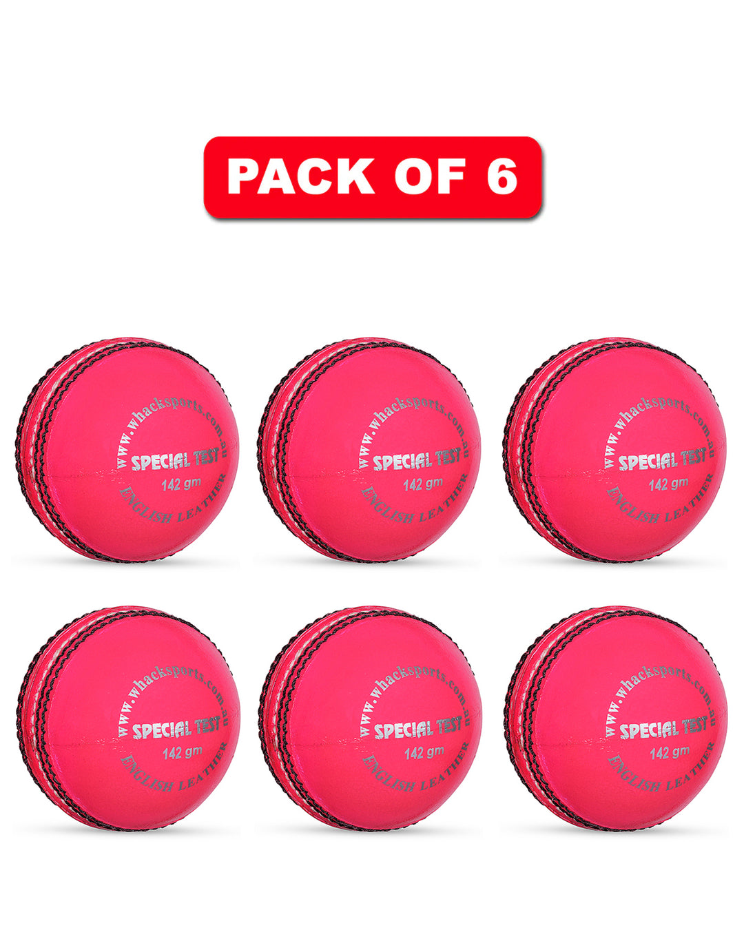 WHACK 4pc Special Test Leather Cricket Ball Bundle - 142gm - Pack of 6x or 12x