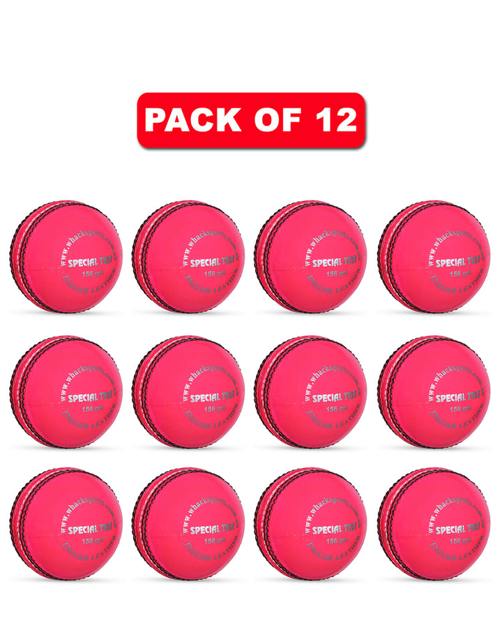 WHACK 4 Piece Special Test Leather Cricket Ball - 156gm - Pink - Pack of 6x or 12x