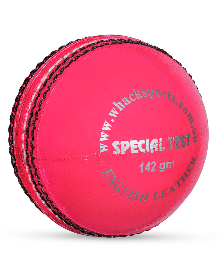 WHACK Special Test English Leather Cricket Ball - 4 piece - 142gm - Pink, main product view, pink