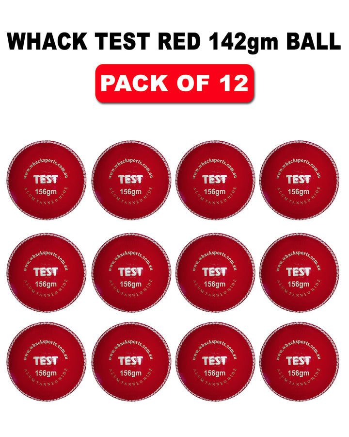 WHACK 4pc Test Leather Cricket Ball Bundle - 156gm - Pack of 6x or 12x