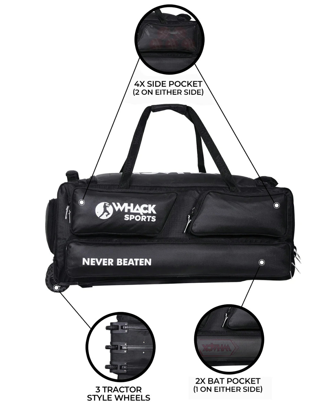 WHACK Players Standup Cricket Kit Bag - Wheelie - Extra Large
