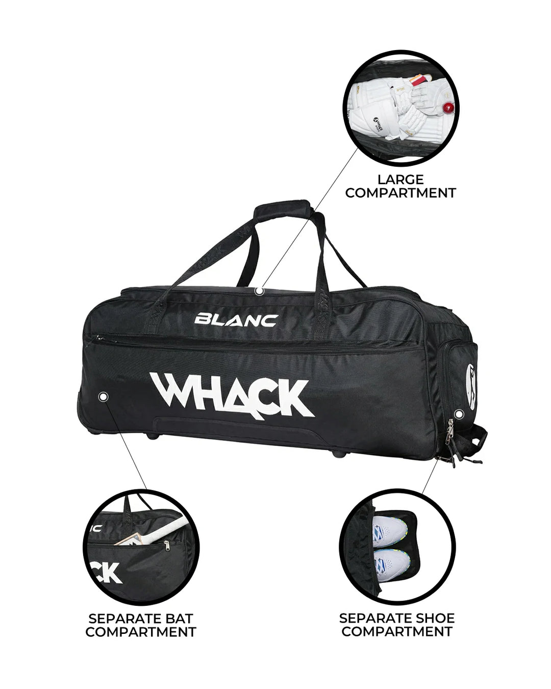 WHACK Blanc Cricket Kit Bag - Wheelie - Large