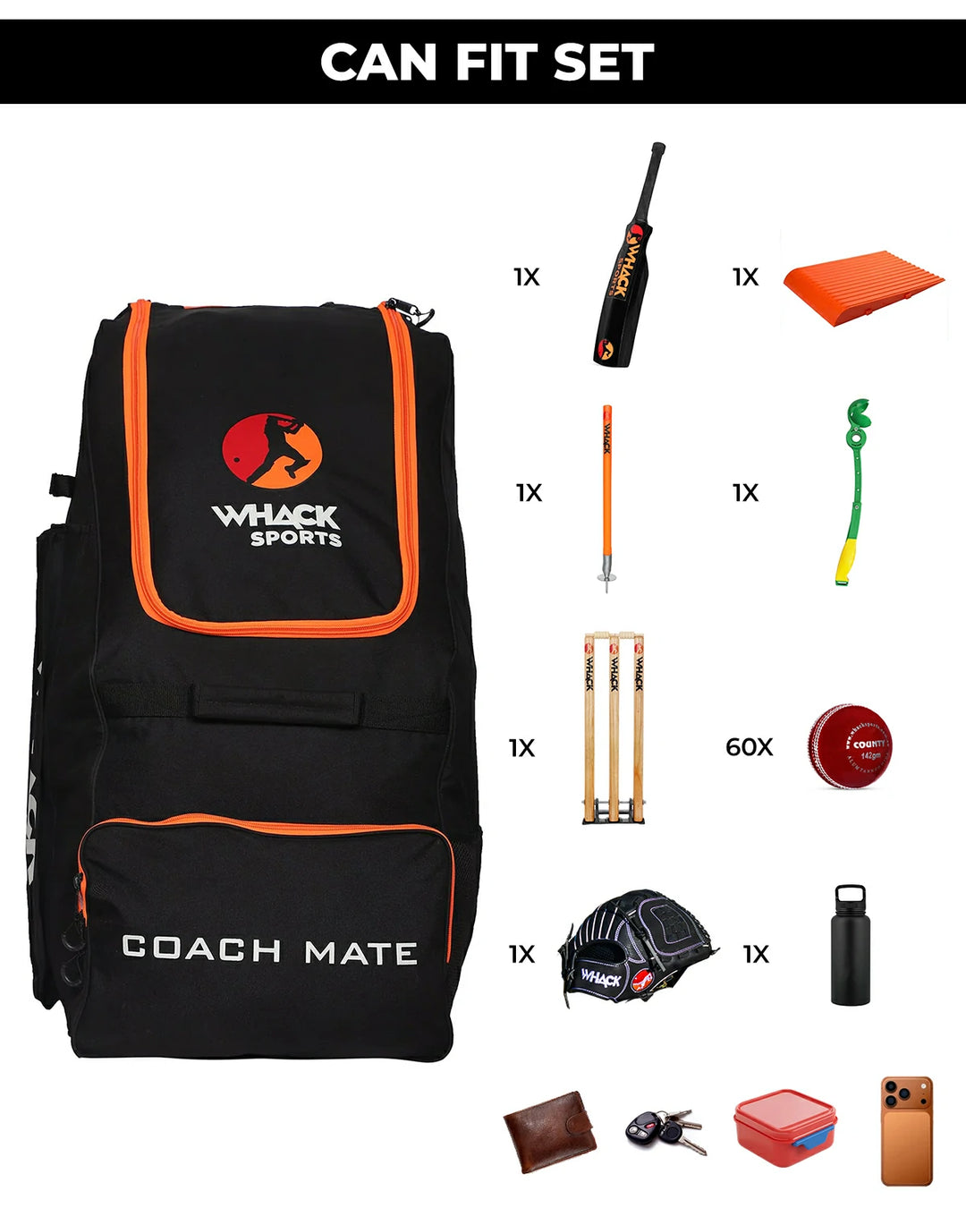 WHACK Coach Mate CRICKET COACH Training Bag - Wheelie Duffle - Extra Large