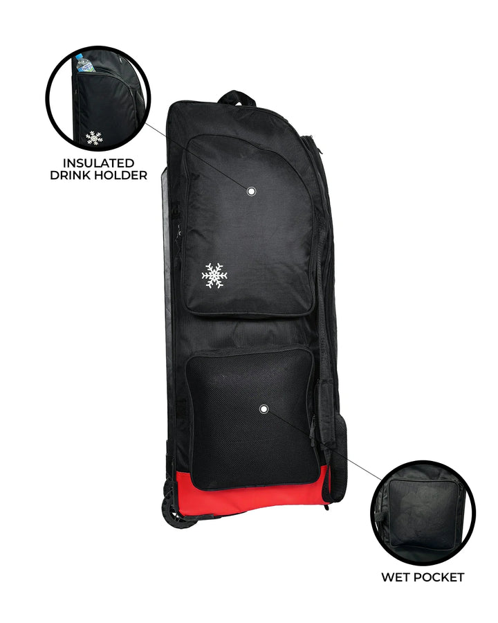 WHACK Millennium Stand Up Cricket Kit Bag - Wheelie - Large - Black/Red/White