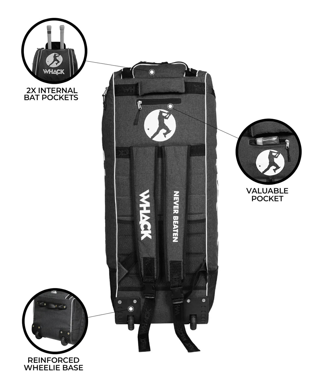 WHACK Platinum Cricket Kit Bag - Wheelie Duffle - Large - Navy