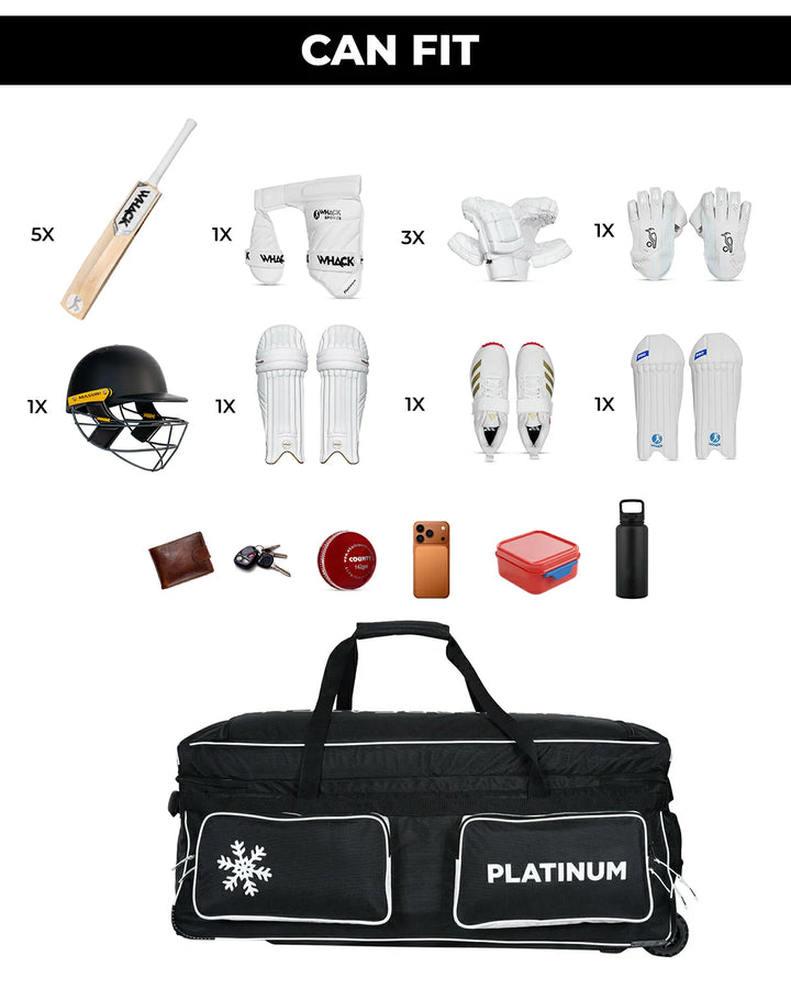 WHACK Platinum Cricket Kit Bag - Wheelie - Extra Large - Black