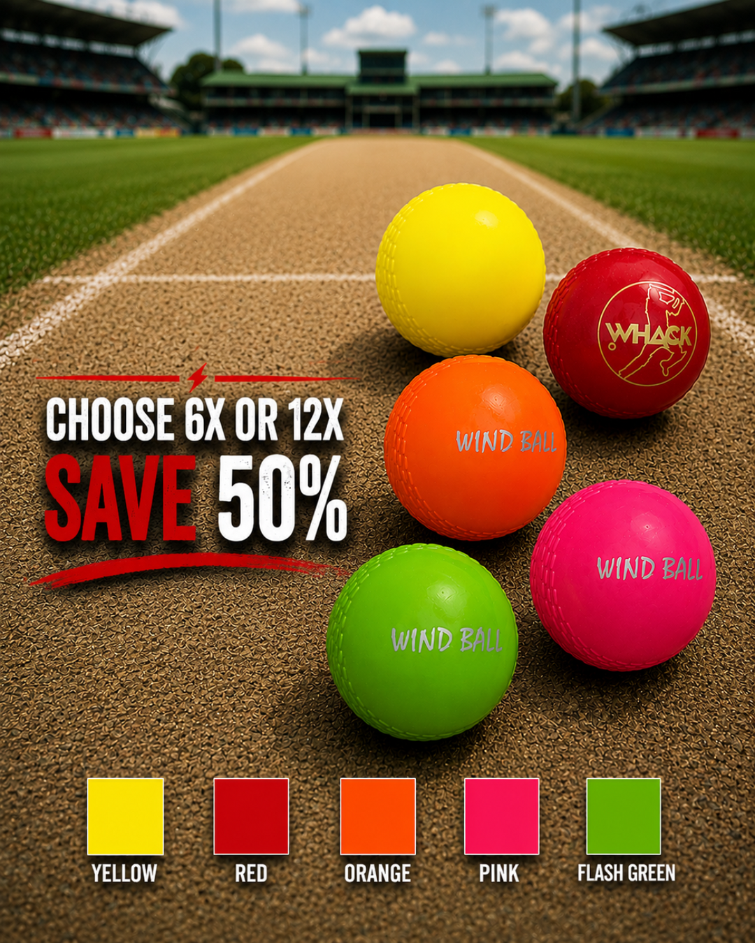 WHACK Wind/Poly Soft Ball Bundle - Pack of 6x or 12x