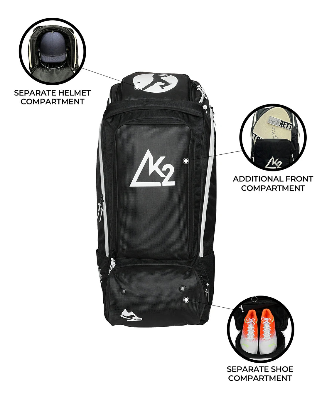 WHACK K2 Cricket Kit Bag - Wheelie Duffle - Large