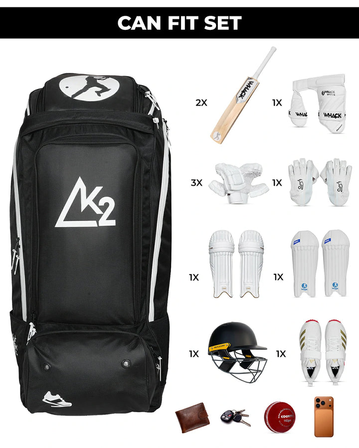 WHACK K2 Cricket Kit Bag - Wheelie Duffle - Large