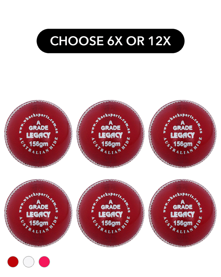 WHACK 4pc Legacy Leather Cricket Ball Bundle - 156gm - Pack of 6x or 12x