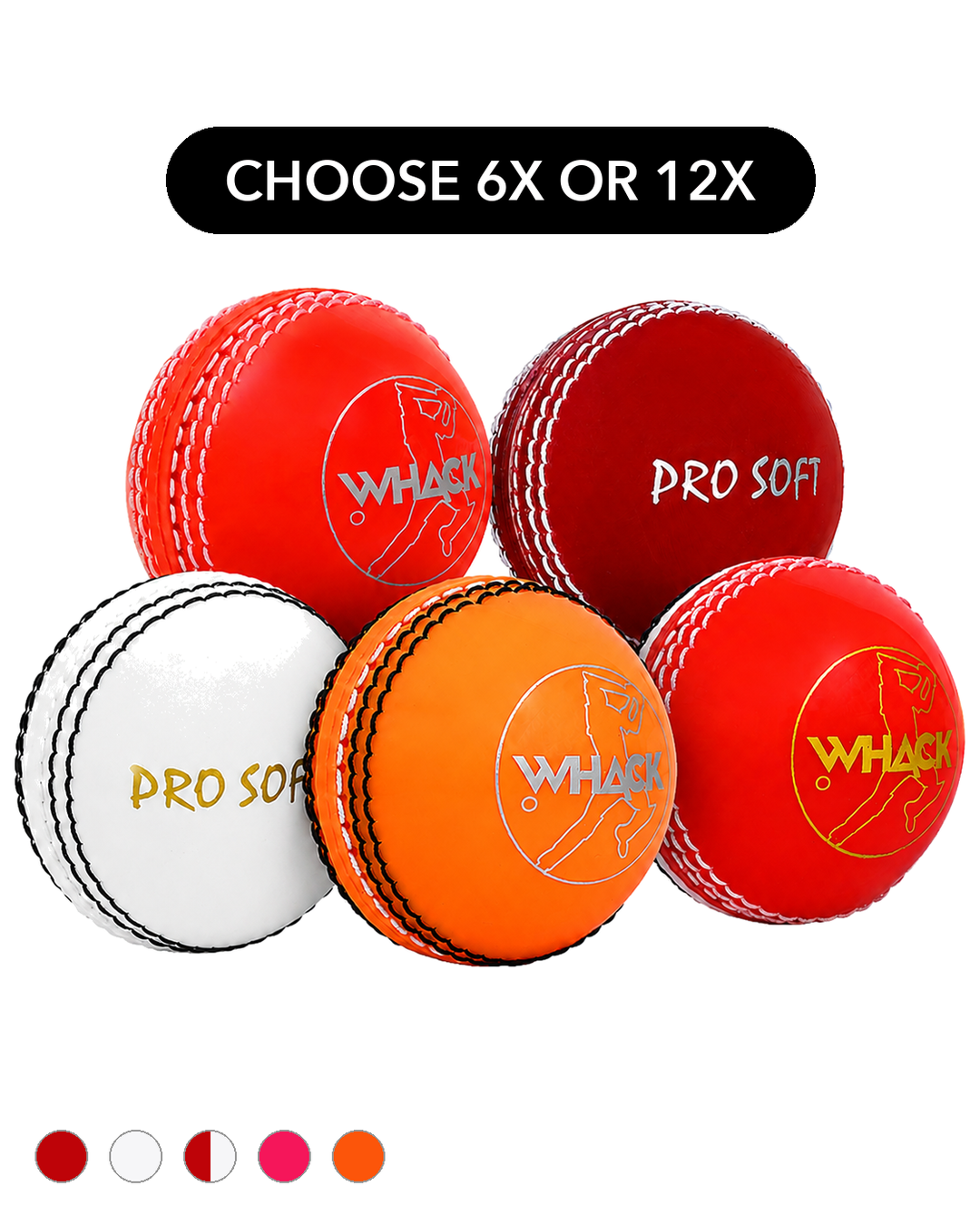 WHACK Pro Soft Incredi Cricket Ball Bundle - Pack of 6x or 12x