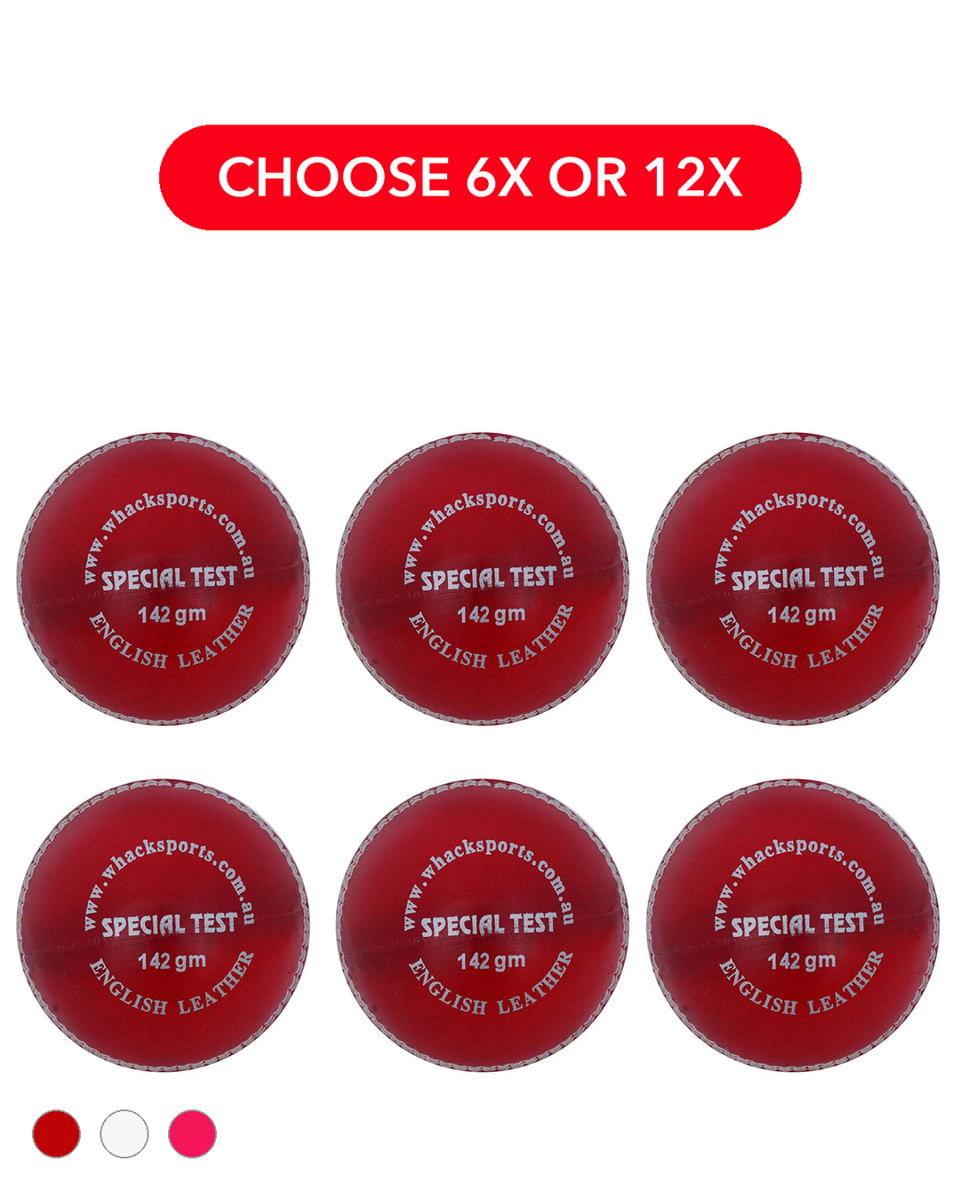 WHACK 4pc Special Test Leather Cricket Ball Bundle - 142gm
