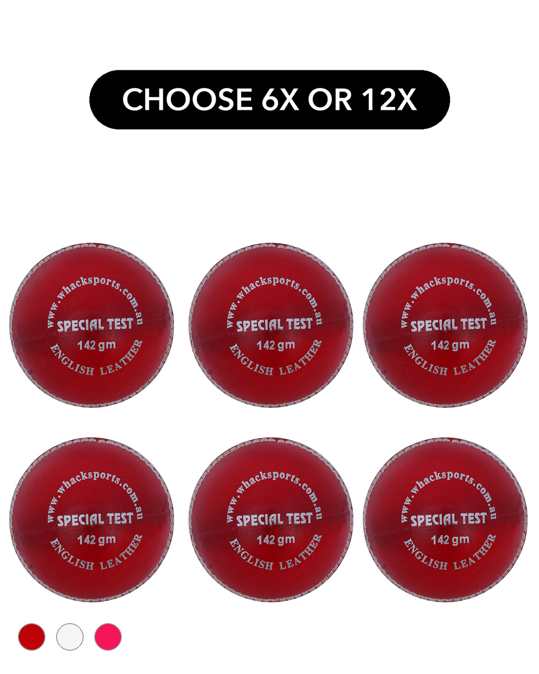 WHACK 4pc Special Test Leather Cricket Ball Bundle - 142gm - Pack of 6x or 12x