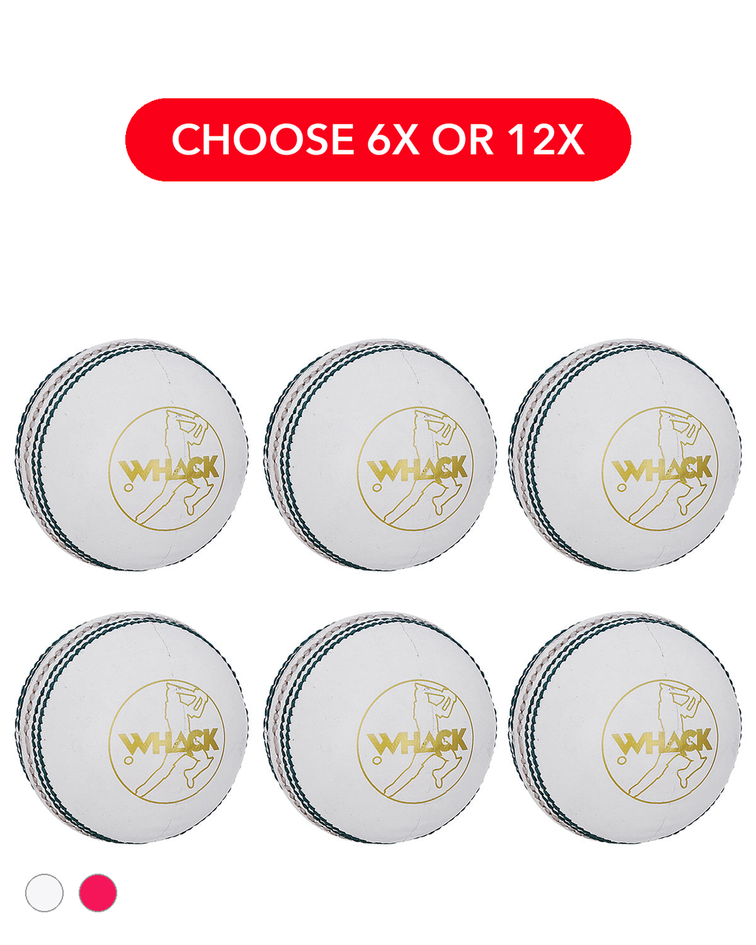 WHACK 4pc Legacy Leather Cricket Ball Bundle - 142gm - Pack of 6x or 12x
