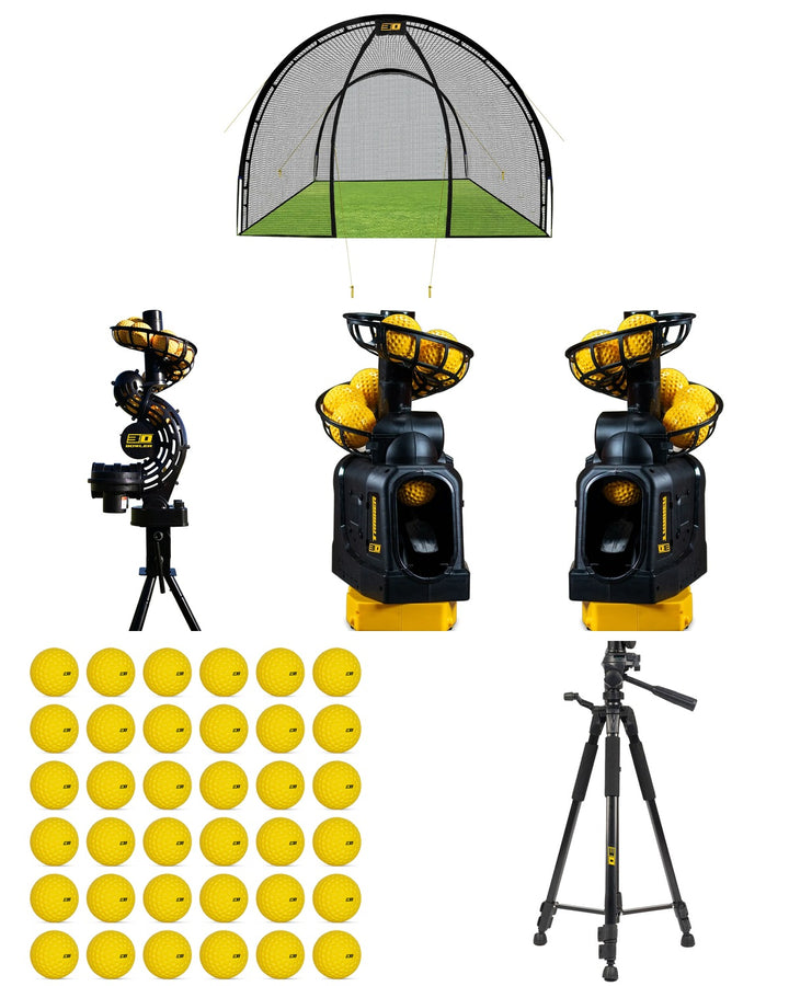 Ultimate 3D Bundle — 3D Trainer, Trainer Pro and Bowler machines, 5m batting cage, tripod and 36 light balls