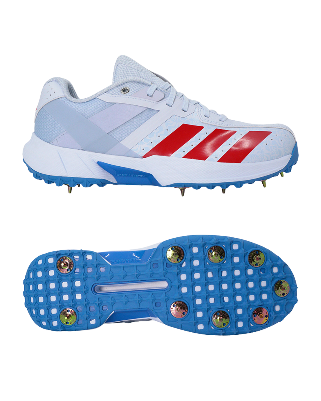 Adidas JS4408 22 YDS Incurza Cricket Shoes - Steel Spikes - Crystal Sky/Pure Ruby/Bright Royal