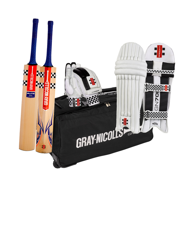 Gray Nicolls Blitz 500 Cricket Bundle Kit Youth - bat, GN 700 wheelie kit bag, 700 batting gloves and pads