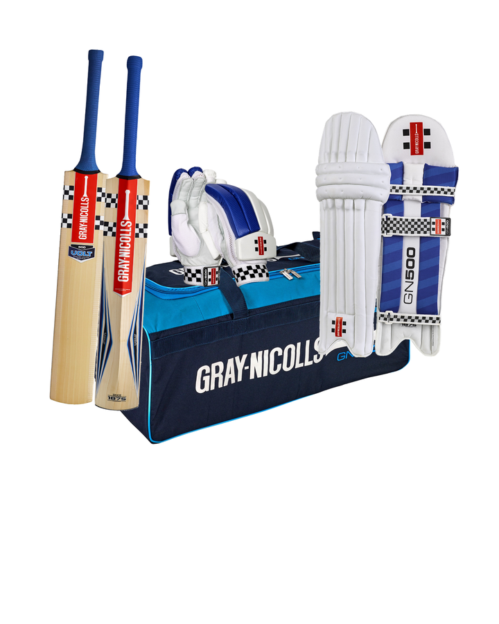 Gray Nicolls Volt 500 Cricket Bundle Kit Junior - bat, GN 500 kit bag, 500 batting gloves and pads