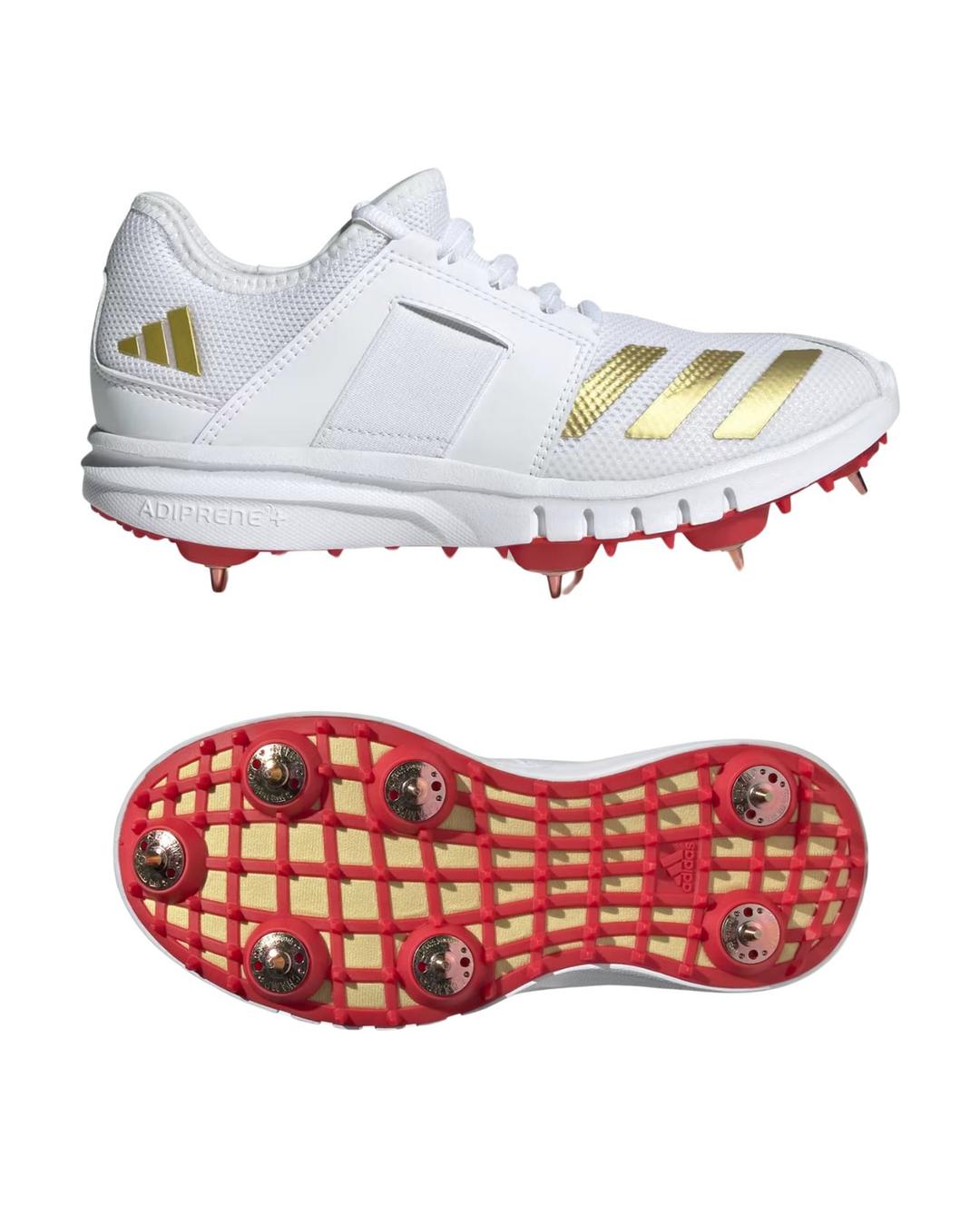 Adidas Howzat IH8168 Junior Cricket Shoes - Steel Spikes - Red/Gold