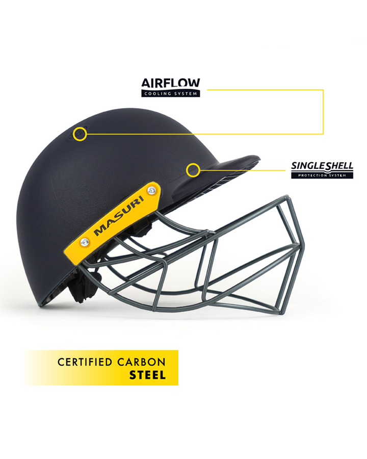 Masuri C Line senior helmet single shell protection and carbon steel grille