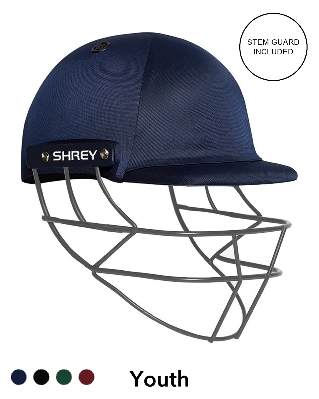 Shrey Performance 2.0 Cricket Batting Helmet with Neck Guard - Steel - Youth