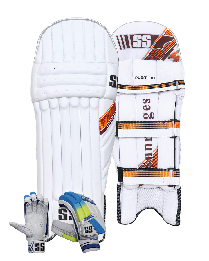 SS Platino Batting Pads and Gloves Bundle - Adult
