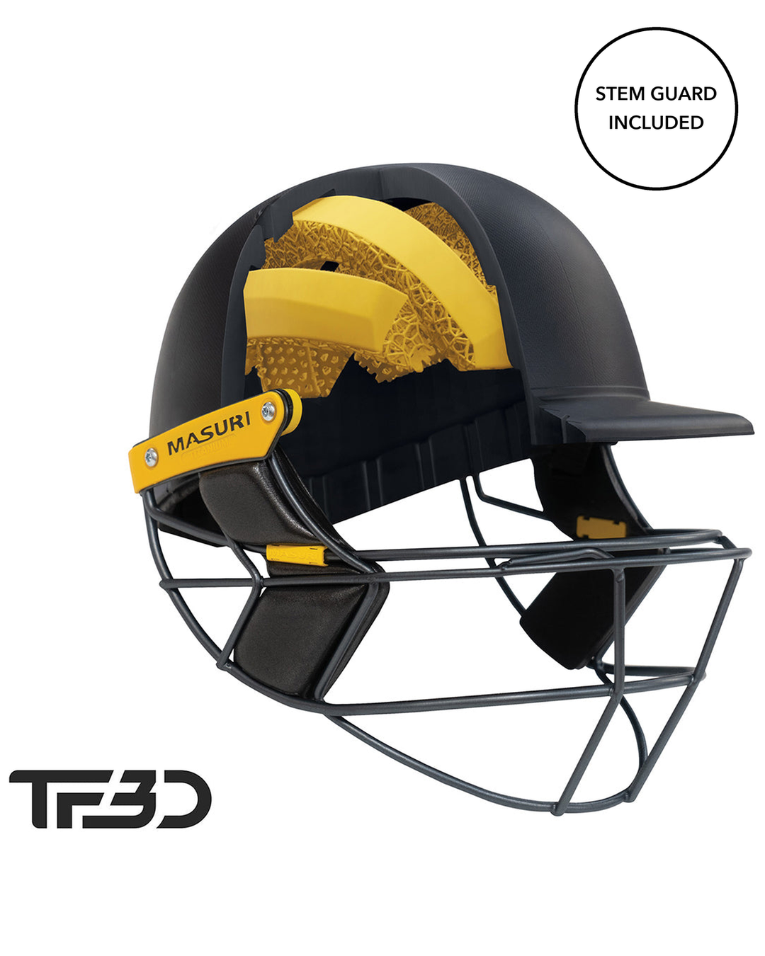 Masuri TF3D - E Line Steel Senior Cricket Helmet with Neck Guard - Navy