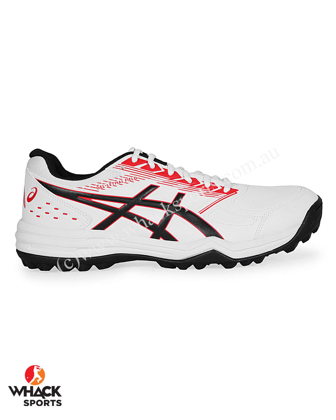 ASICS Gel Lethal Field - Rubber Cricket Shoes - White/Classic Red