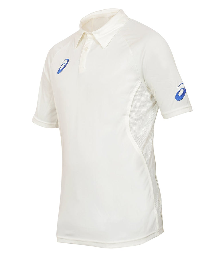 Asics Cricket Short Sleeve Shirt - Off White - Senior