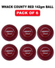 WHACK 2 Piece County Leather Cricket Ball Bundle - 142gm - Red - Pack of 6x or 12x