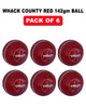 WHACK 2 Piece County Leather Cricket Ball Bundle - 142gm - Red - Pack of 6x or 12x
