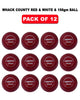 WHACK 2 Piece County Leather Cricket Ball Bundle - 142gm - Red/White - Pack of 6x or 12x