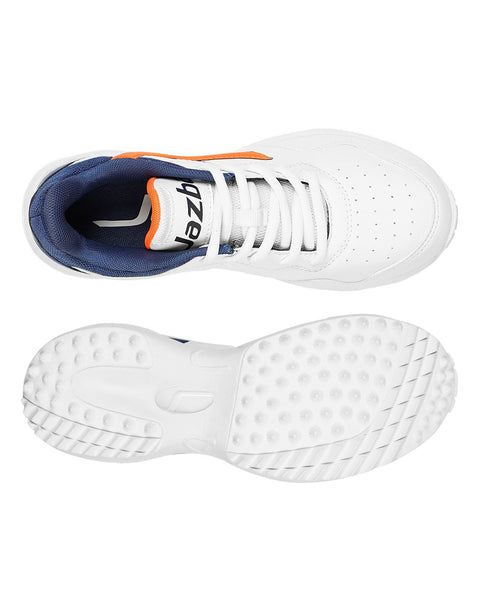 Jazba R1 Junior Rubber Cricket Shoes Navy Orange WHACK Sports