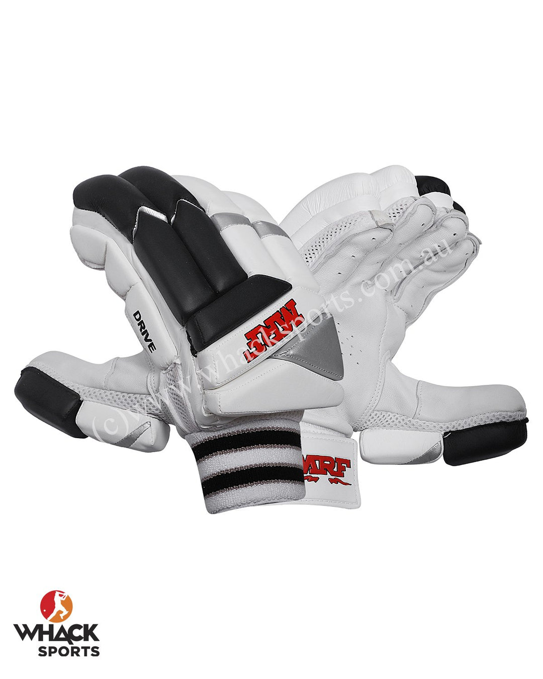 MRF Drive Cricket Batting Gloves - White/Black - Boys/Junior