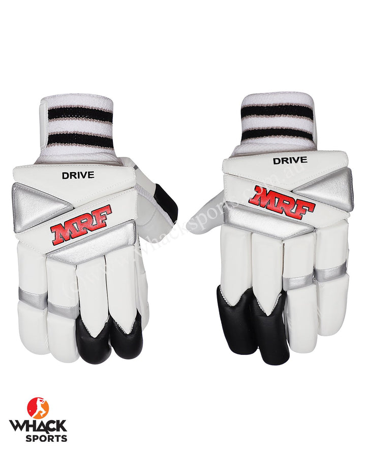 MRF Drive Cricket Batting Gloves - White/Black - Boys/Junior