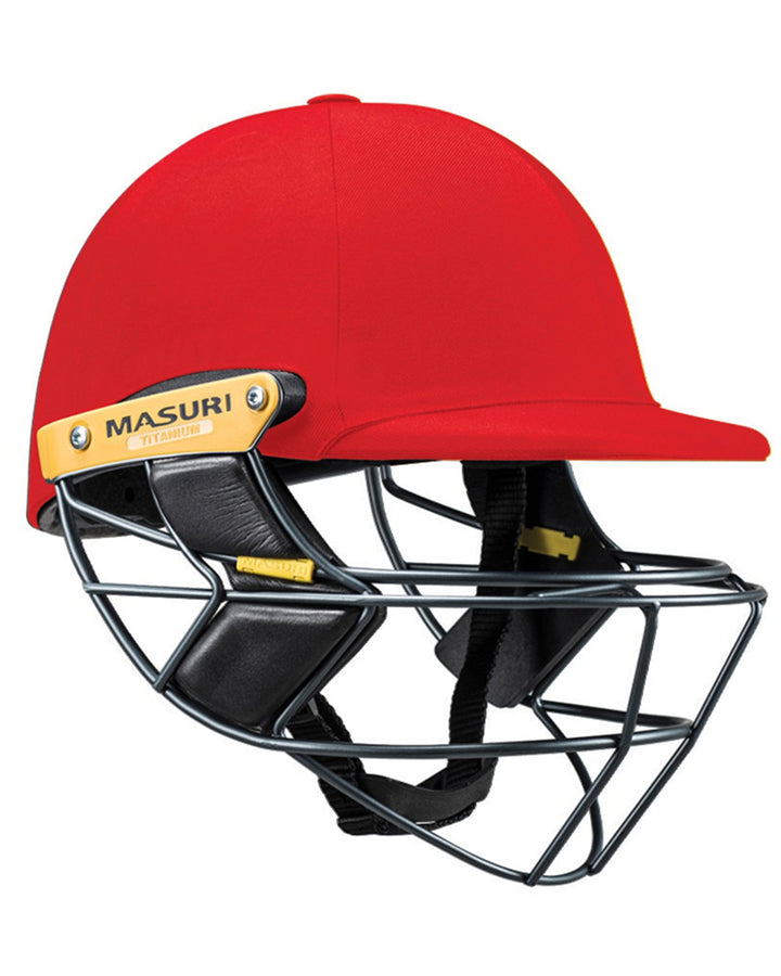 Masuri E Line Titanium Cricket Batting Helmet - Red - Senior