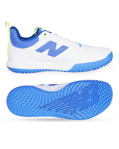 New Balance CK4020 R5 Rubber Cricket Shoes White Blue WHACK Sports