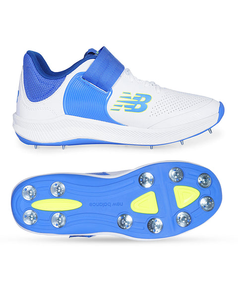 New Balance CK4040 W5 Cricket Shoes Steel Spikes White Blue WHACK Sports