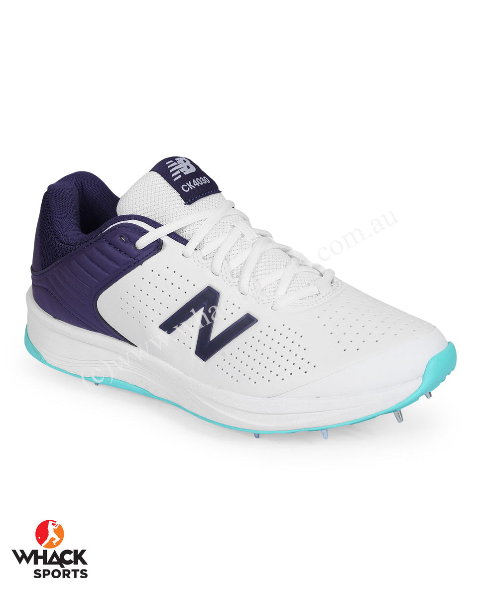 New Balance CK4030 Cricket Shoes Steel Spikes White/Cyber Jade/Dar