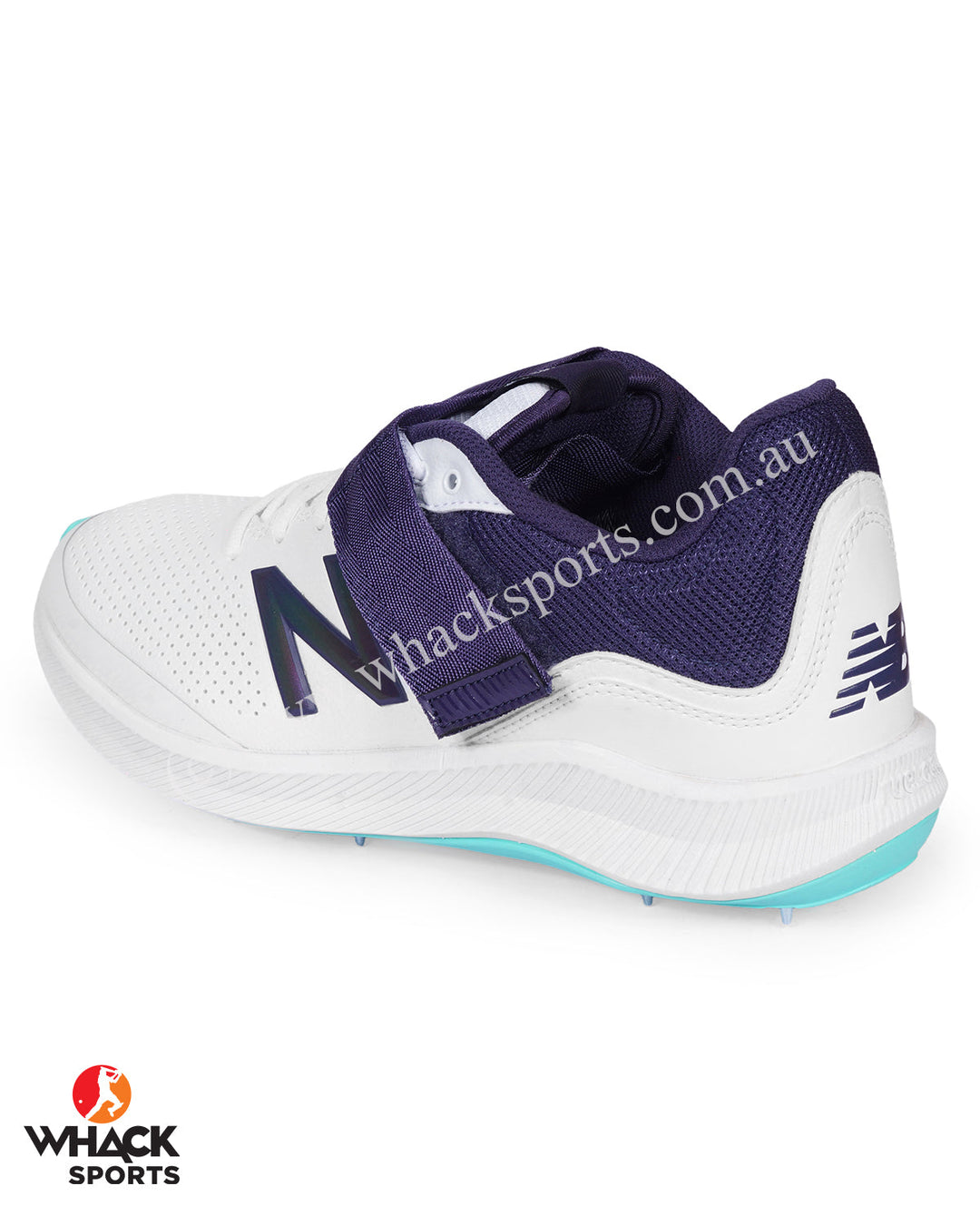 New Balance CK4040 Cricket Shoes - Steel Spikes - White/Cyber Jade/Dark Mercury