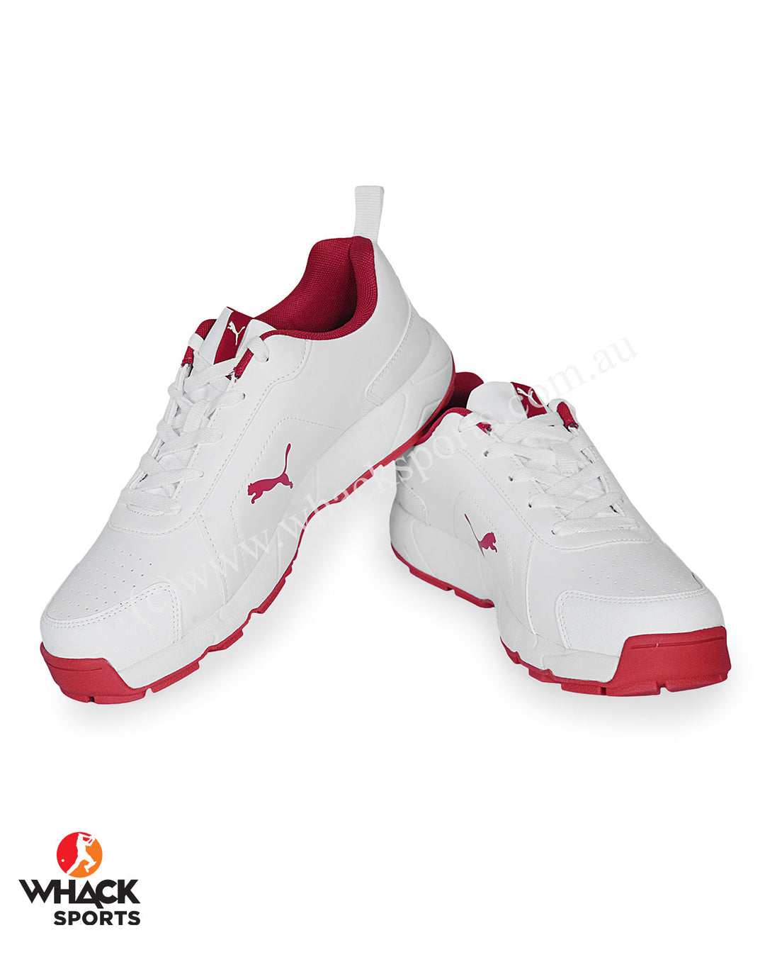 Puma Cricket Classicat - Rubber Cricket Shoes - White-Gray Dawn-Red Blast