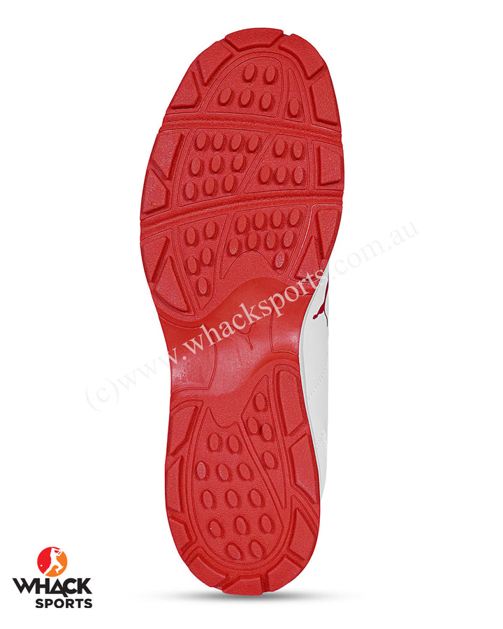 Puma Cricket Classicat - Rubber Cricket Shoes - White-Gray Dawn-Red Blast