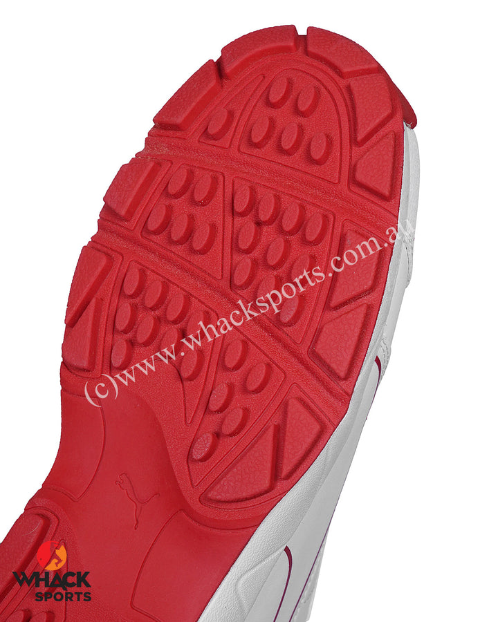 Puma Cricket Classicat - Rubber Cricket Shoes - White-Gray Dawn-Red Blast