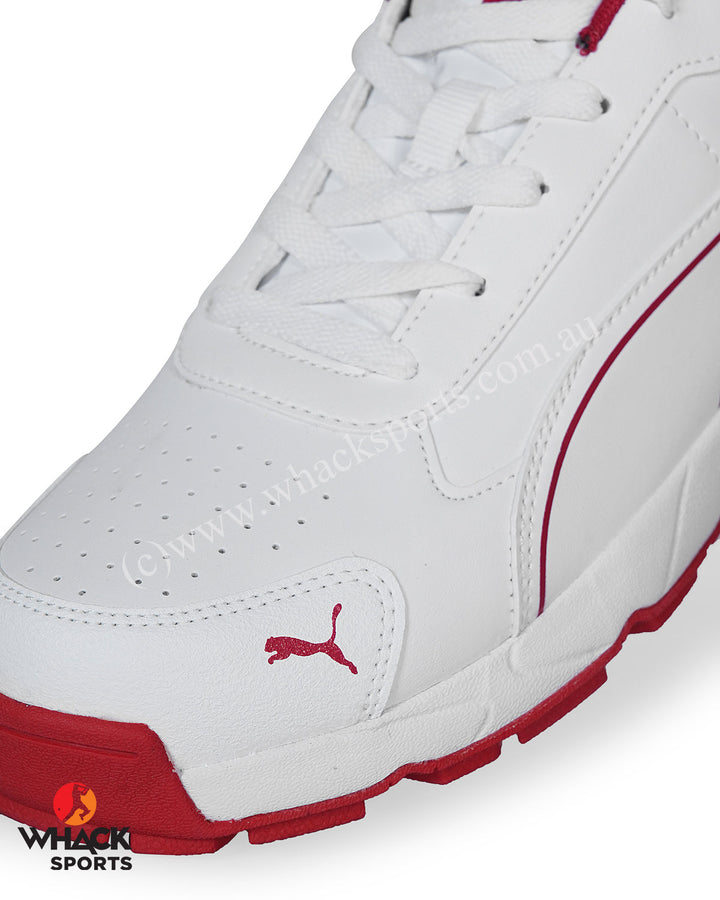 Puma Cricket Classicat - Rubber Cricket Shoes - White-Gray Dawn-Red Blast
