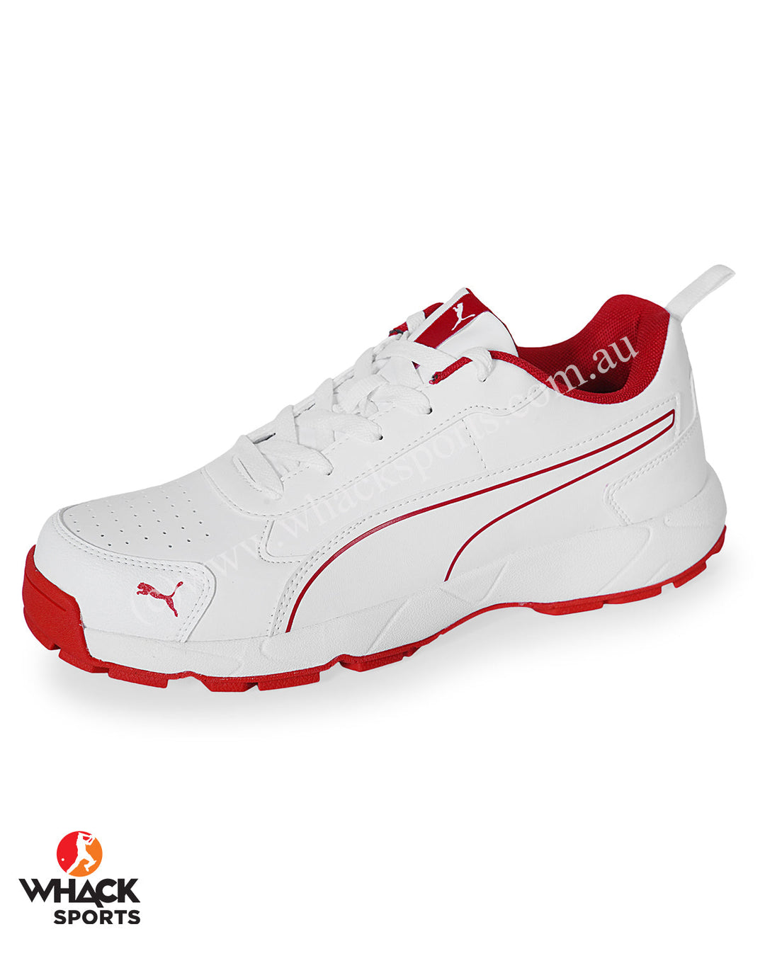 Puma Cricket Classicat - Rubber Cricket Shoes - White-Gray Dawn-Red Blast