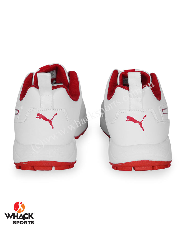 Puma Cricket Classicat - Rubber Cricket Shoes - White-Gray Dawn-Red Blast