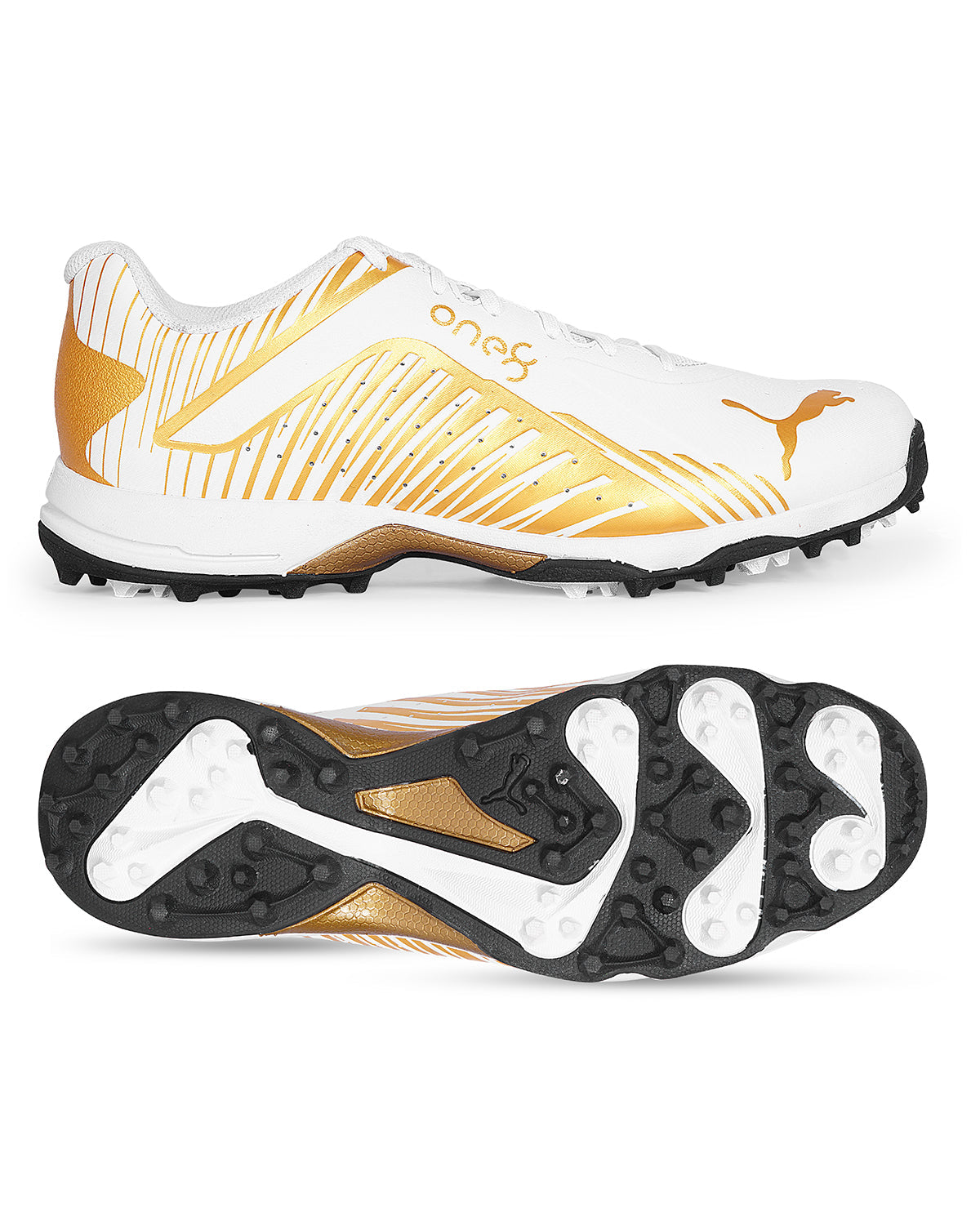 Puma gold spikes cricket shoes Clearance