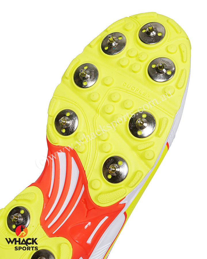 Puma 19.2 Cricket Shoes - Steel Spikes - Red Blast Yellow Alert White