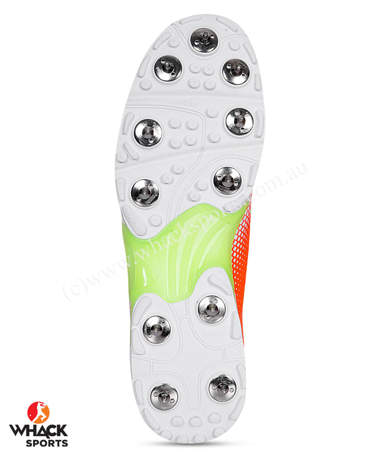 Puma 22.2 Cricket Shoes - Steel Spikes - White Yellow Orange