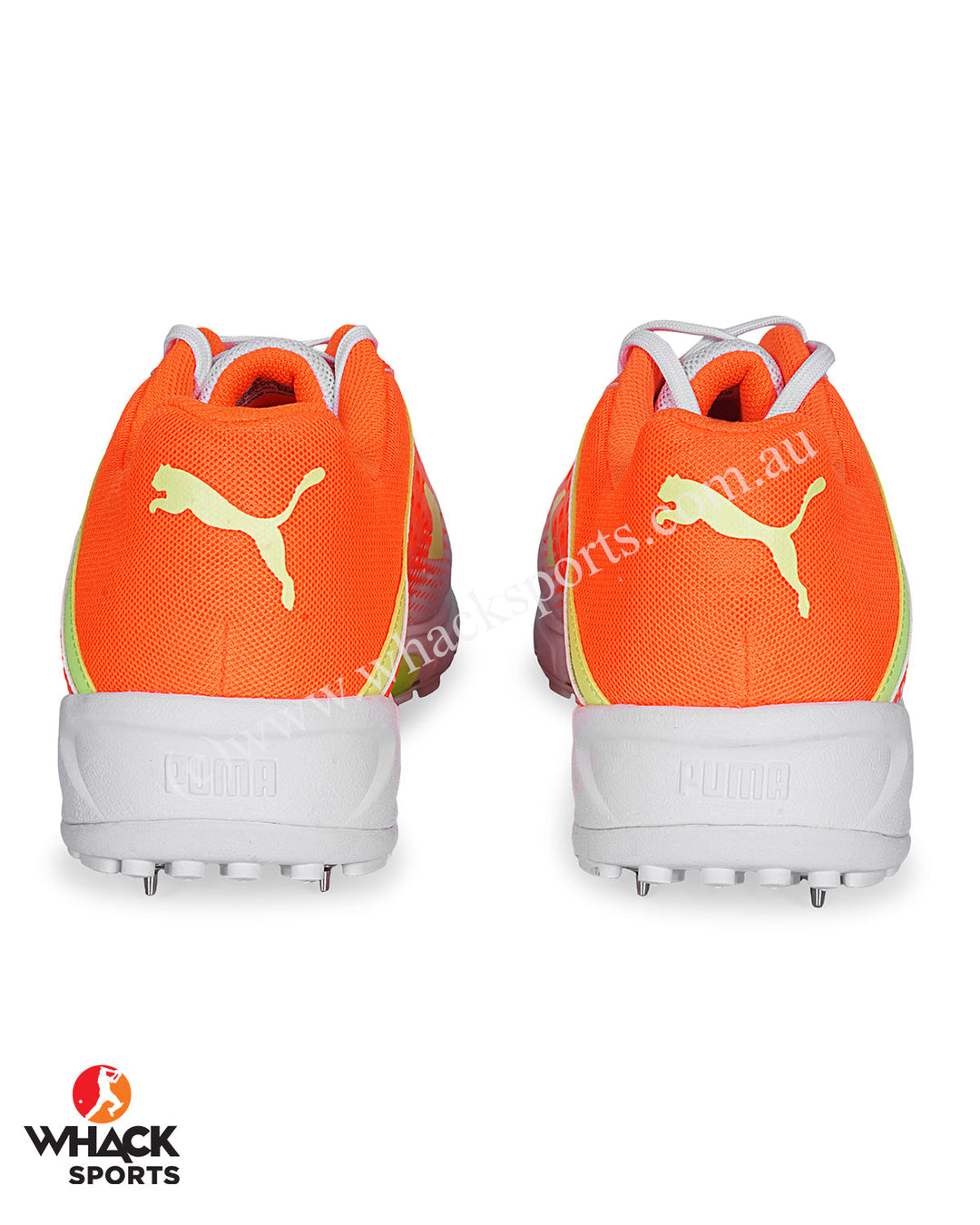 Puma 22.2 Cricket Shoes - Steel Spikes - White Yellow Orange